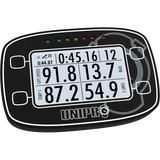 Unipro UniGo One kart lap timer with cylinder head temperature sensor, angled view
